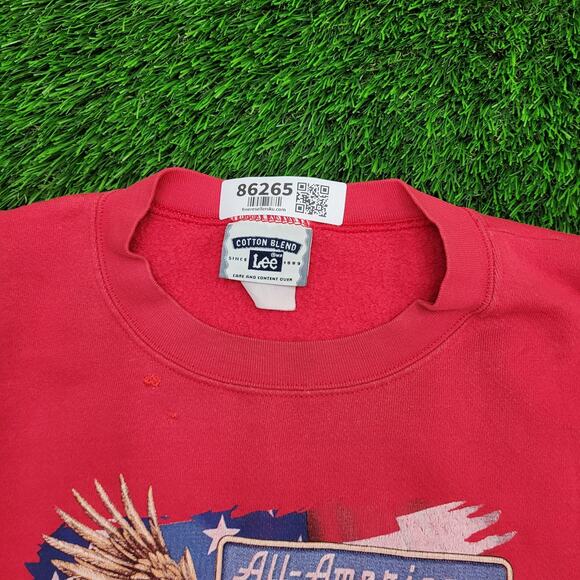 Vintage 90s LEE US-Eagle Truck Sweatshirt 2XL 28x28 Boxy Red - Picture 11 of 16